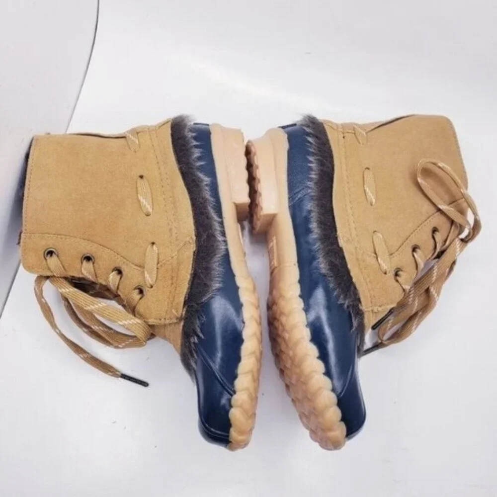 Sporto Phoebe Leather Faux Fur Lined Winter Rain Snow Duck Boots Women's Size 6